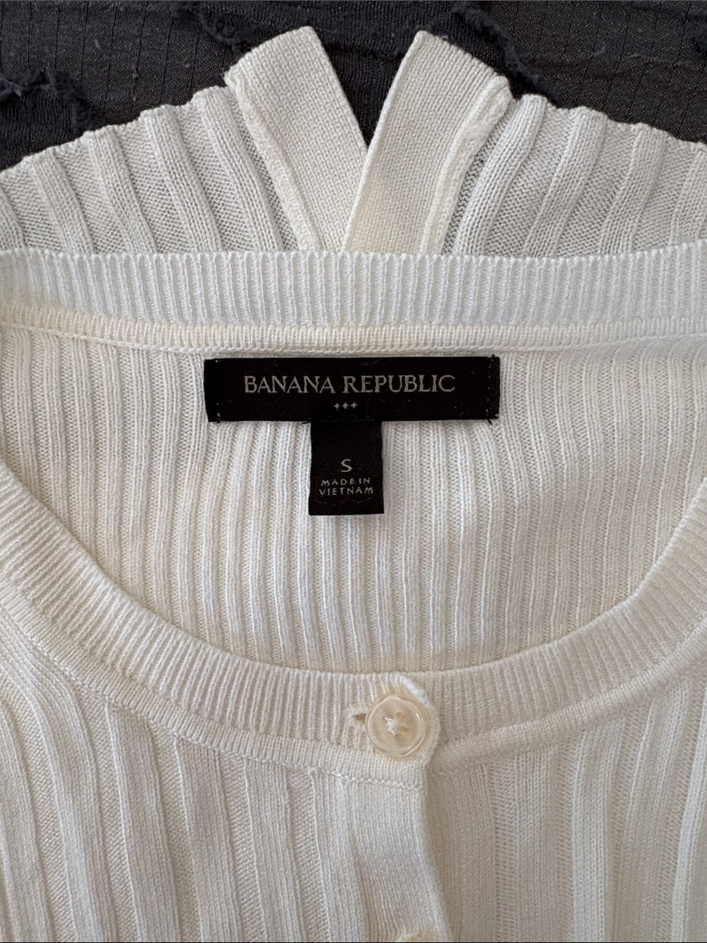 Banana Republic Cream Ribbed Button-Front Cardigan - Picture 4 of 5